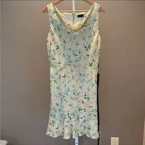 THE LIMITED Floral Birds Sleeveless Dress Ruffle Hem Lined - Size 8
